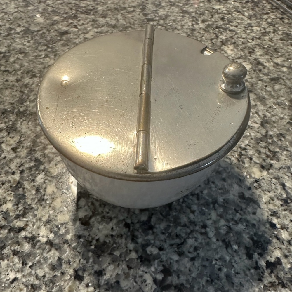Antique Silver Metal Hinged Lid Container